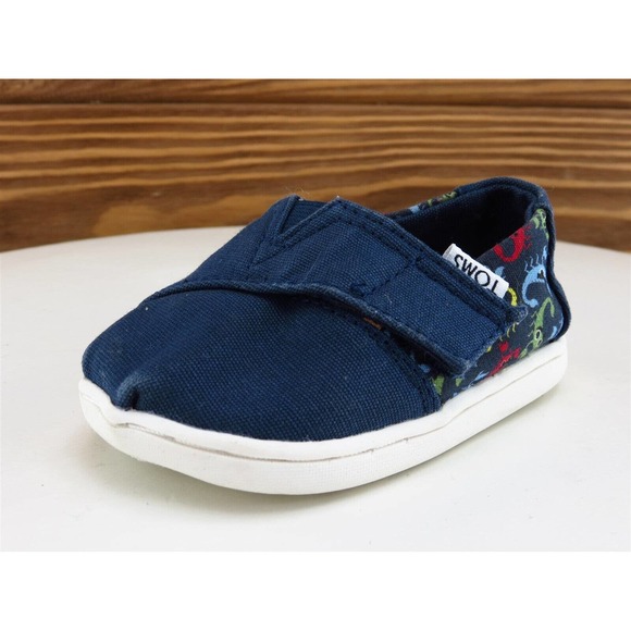 TOMS Sz 4 Toddler Boys‎ Sneaker Blue Fabric Medium - Picture 1 of 11